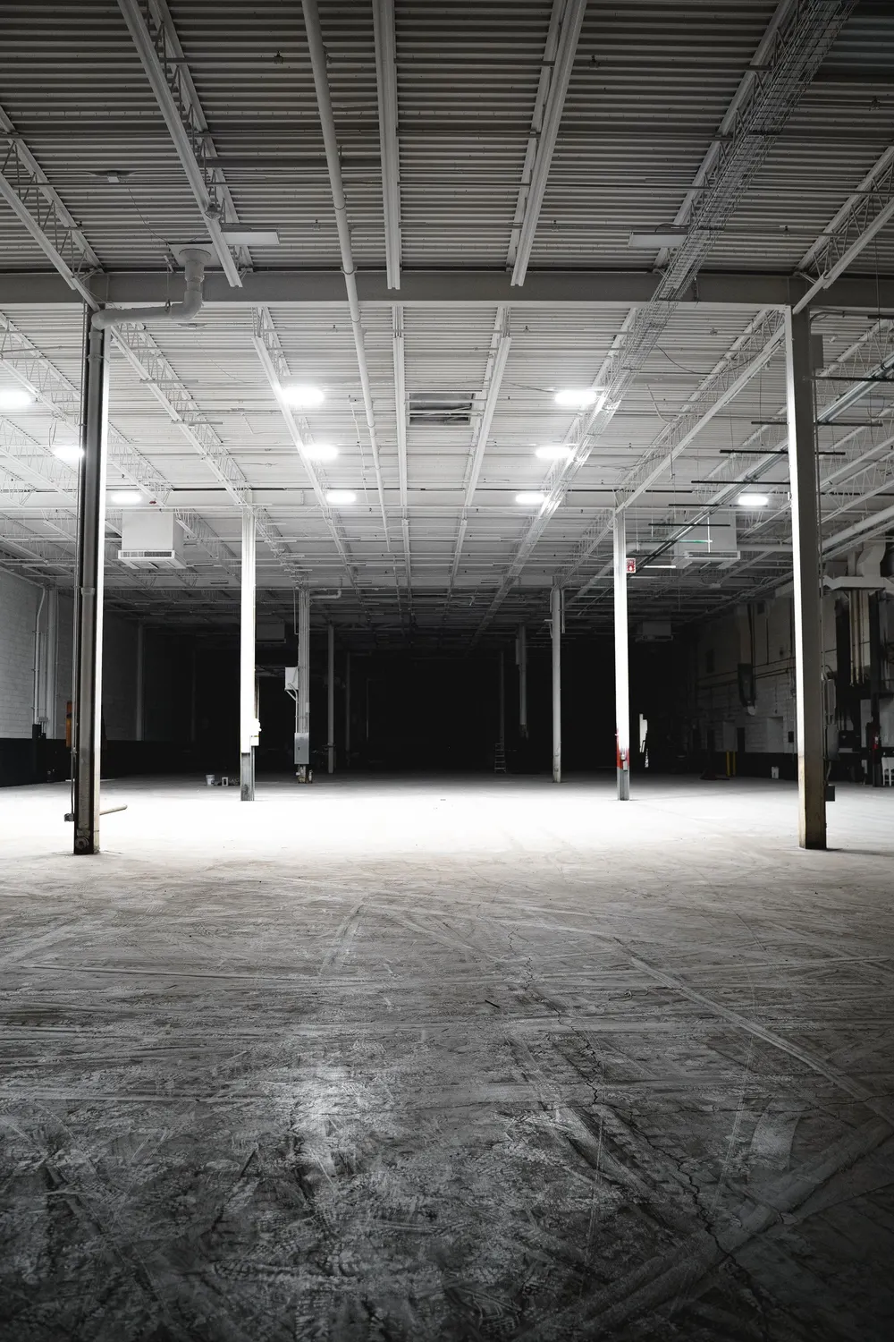 Industrial warehouse exterior and loading area